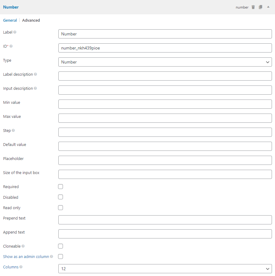 The number field settings